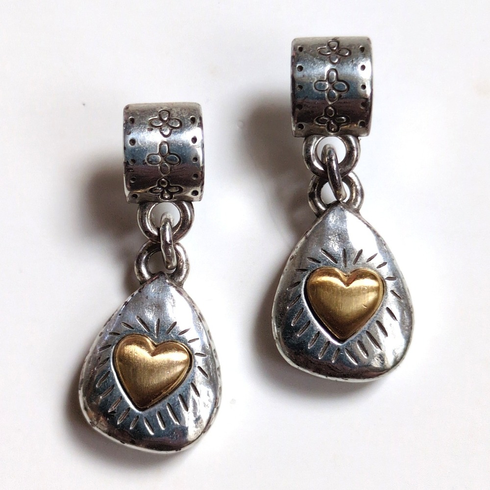 Brighton Drop Earrings Silver Gold Heart Spirit Light The Way Mixed Metal Dangle